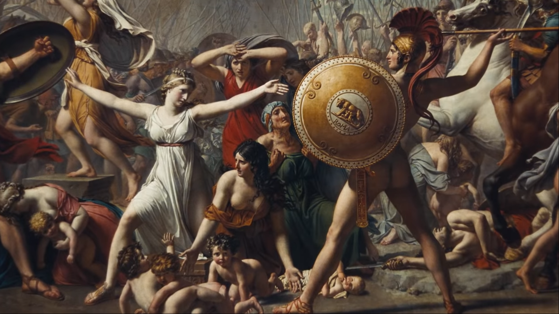 The Intervention of the Sabine Women by Jacques-Louis David in JAY-Z and Beyonce's APES**T Music Video