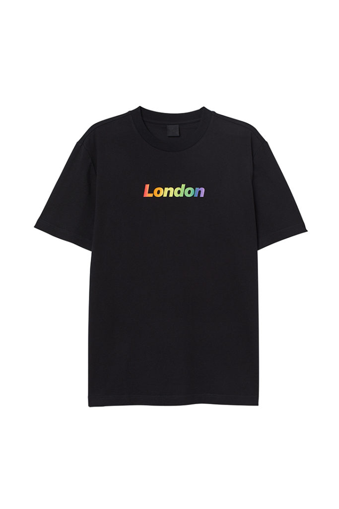 Black tshirt with "London" icon in rainbow is part of H&M Unveils Love For All Collection