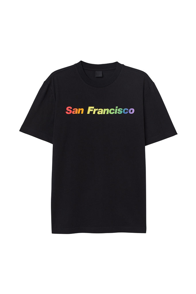 Black tshirt with "San Francisco" icon in rainbow is part of H&M Unveils Love For All Collection