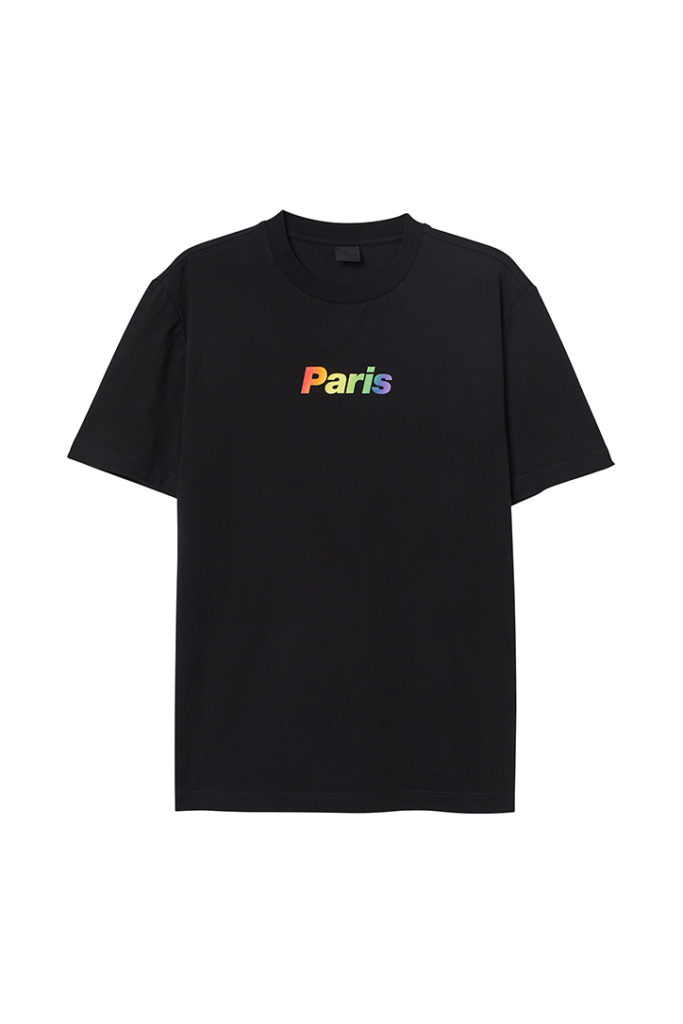 Black tshirt with "Paris" icon in rainbow is part of H&M Unveils Love For All Collection