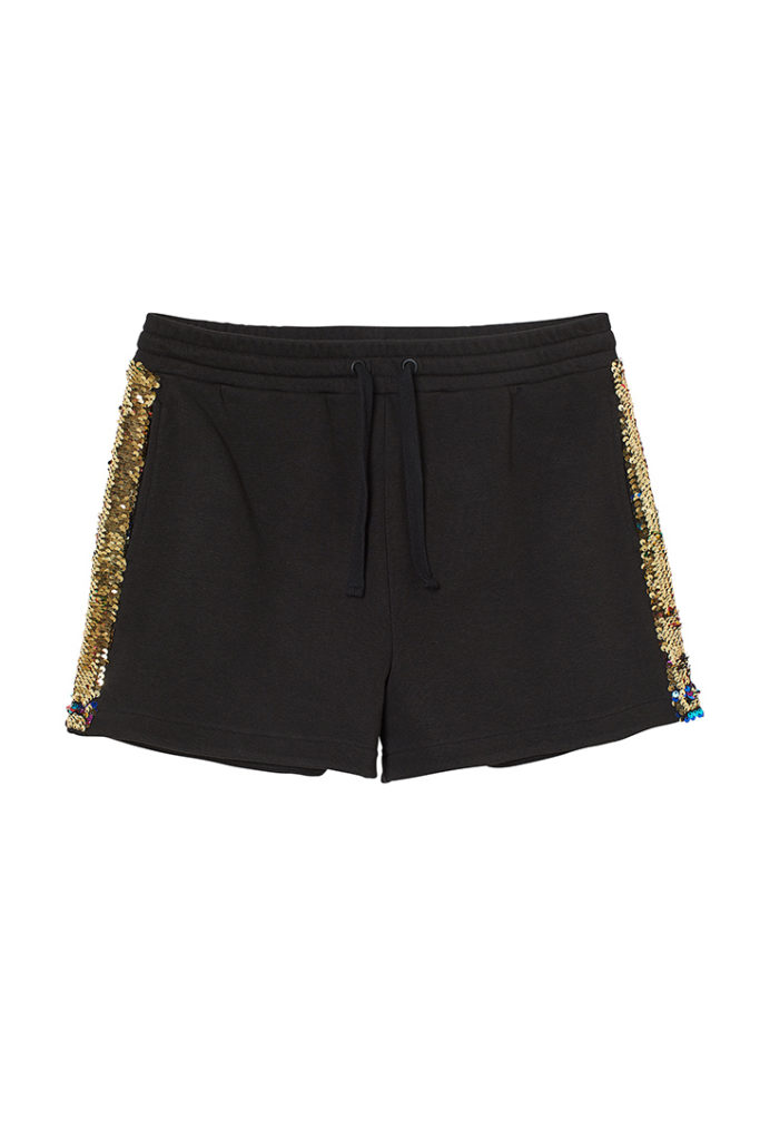 Black coordinating shorts with gold in the sides is part of H&M Unveils Love For All Collection