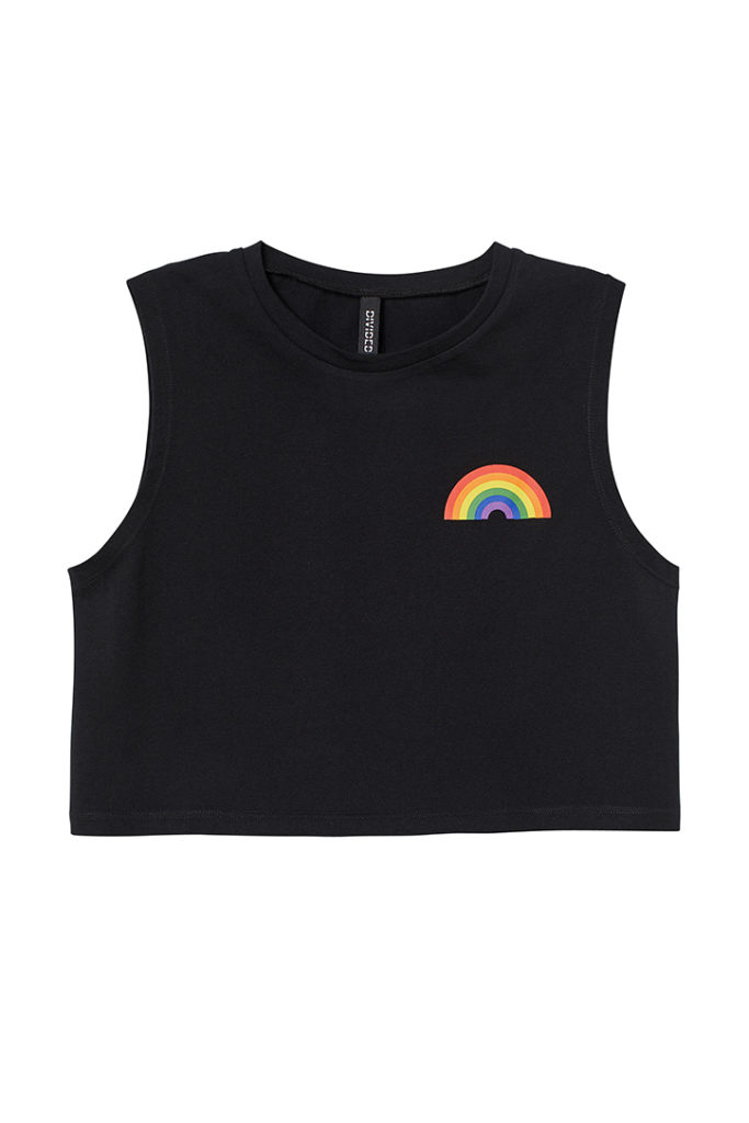 Black cropped top with rainbow icon is part of H&M Unveils Love For All Collection