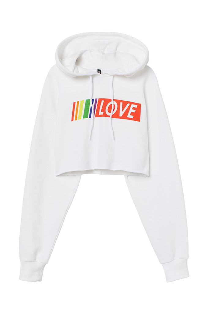 White cropped jacket "LOVE" statement in rainbow is part of H&M Unveils Love For All Collection