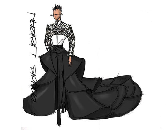 Francis Libiran's sketches of Billy Porter's outfit 