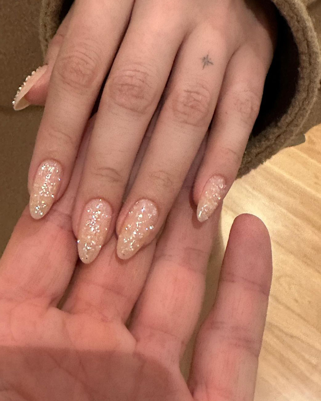 Summer Nail Trends - Selena Gomez with Naked Disco nails