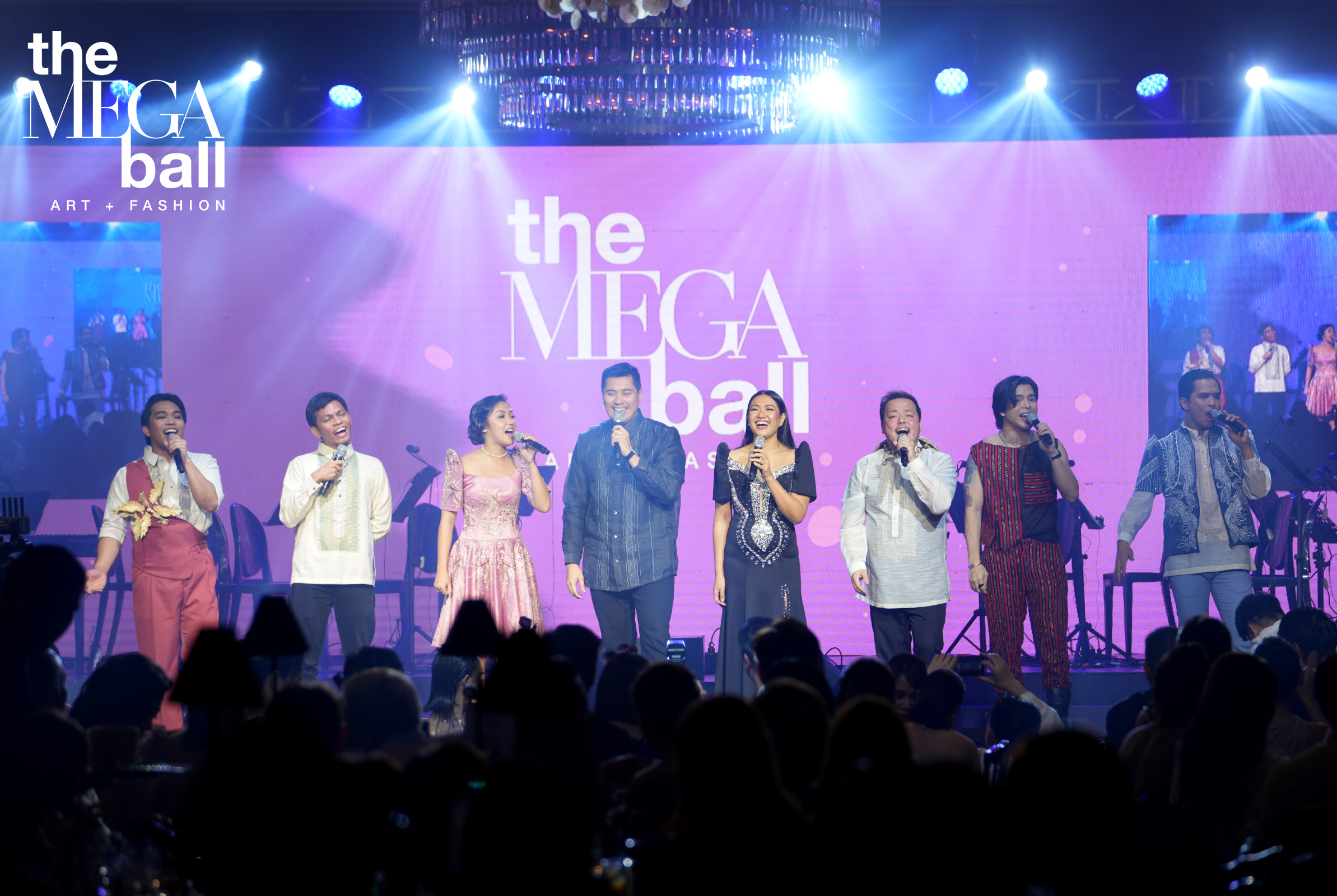 The cast of Ang Huling El Bimbo serenading the attendees of MEGA ball 2023