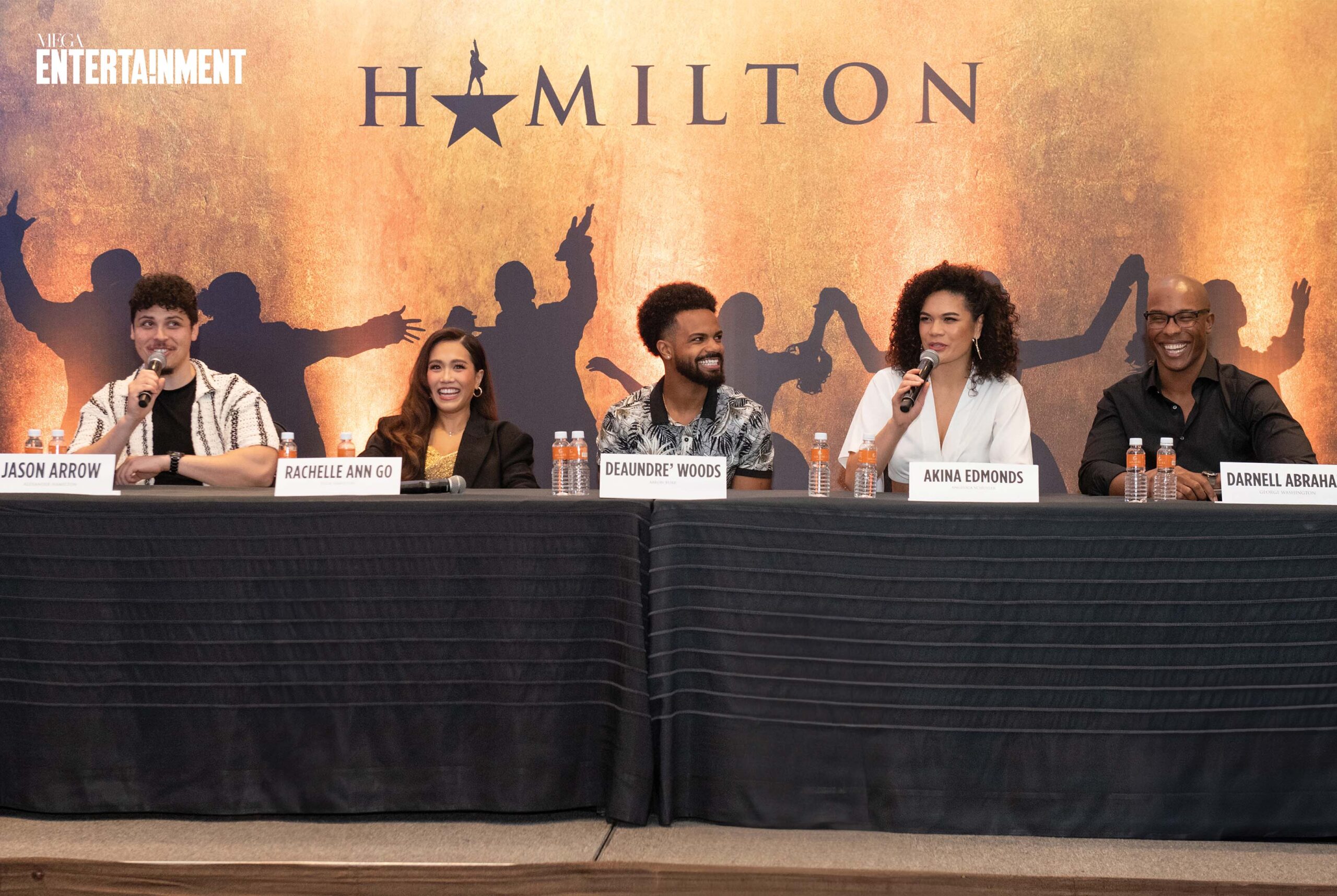The Hamilton International Cast Jason Arrow, Deaundre’ Woods, Akina Edmonds, Darnell Abraham, and Rachelle Ann Go