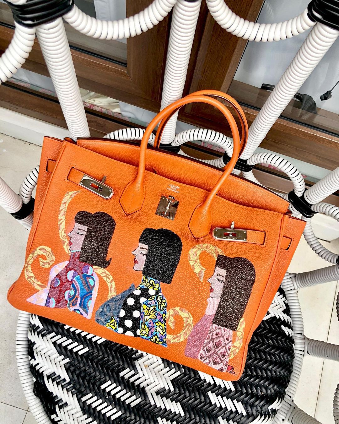 Heart Hermes painted handbags fashion week