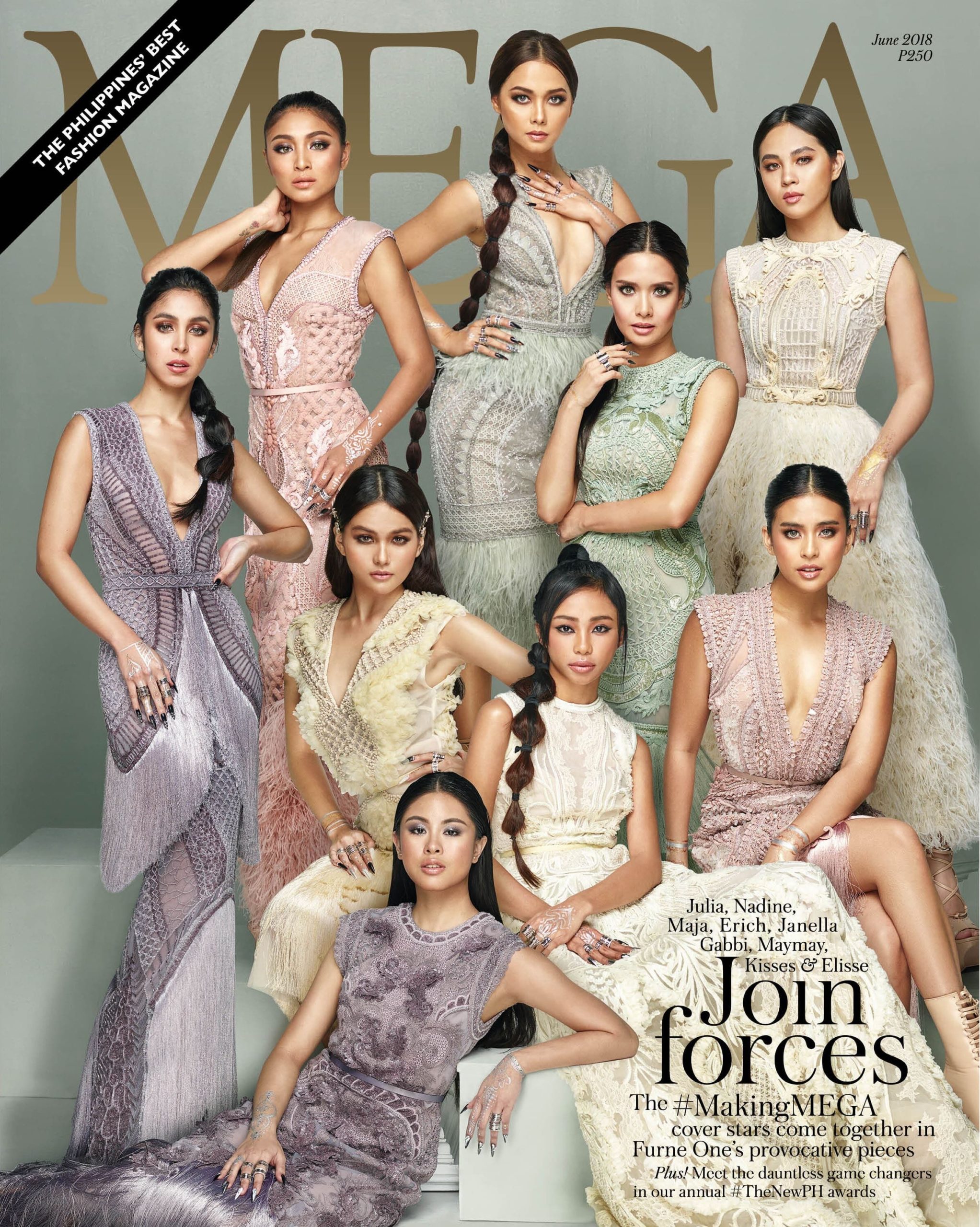 Julia, Nadine, Maja, Erich, Janella, Gabbi, Maymay, Kisses, and Elissa radiate elegance in his couture creations