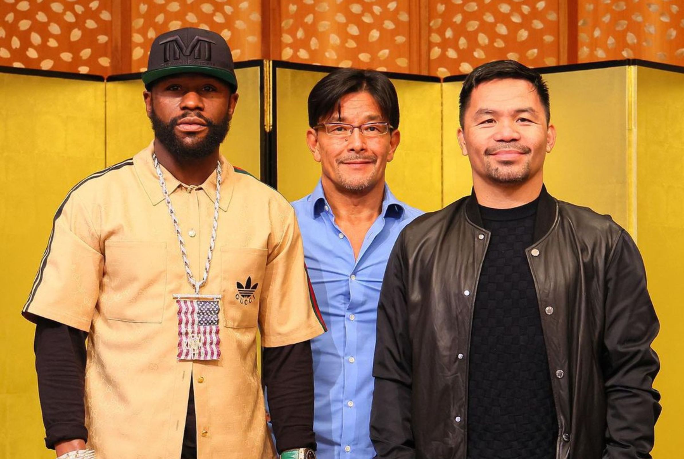 Manny Pacquiao and Floyd Mayweather shared the spotlight at a 2022 press conference in Japan