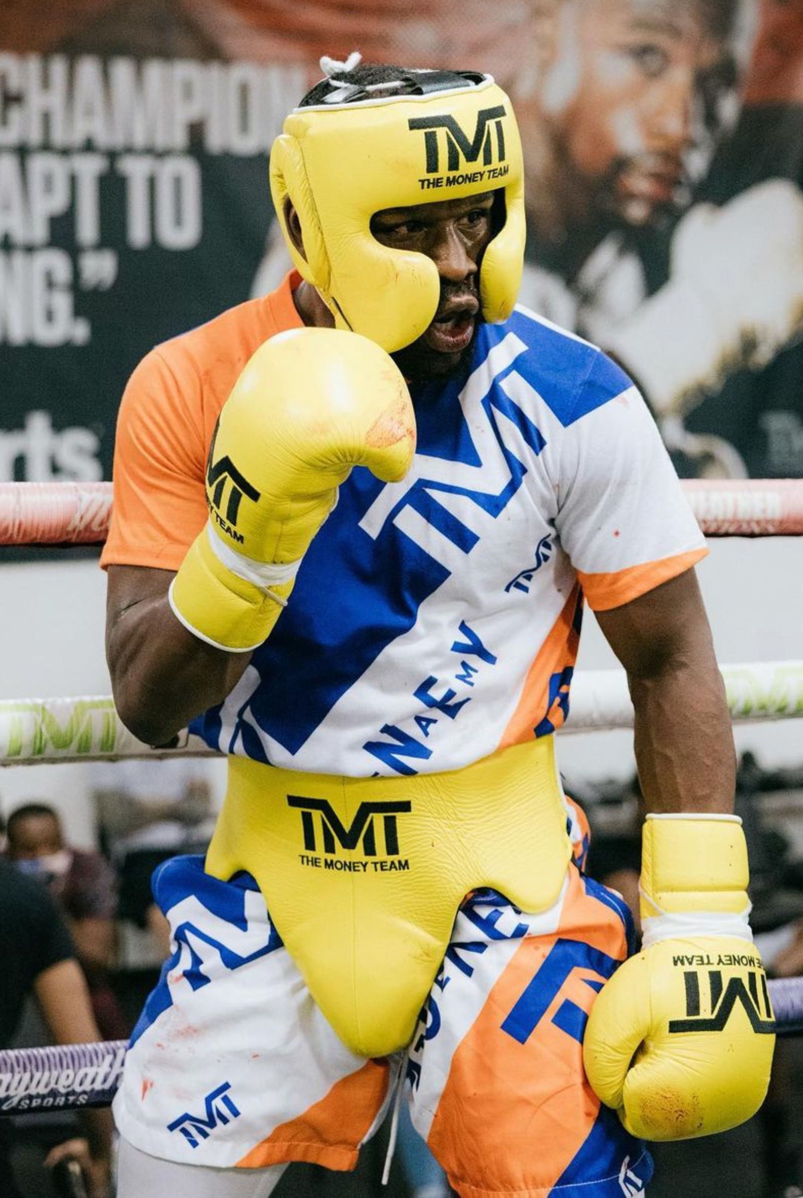 Floyd Mayweather practices at the Mayweather Boxing Club