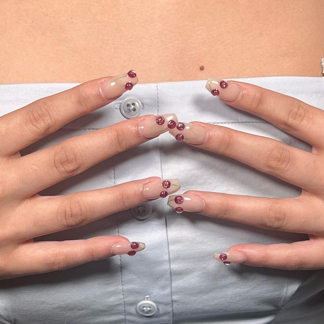 3D cherry nail art