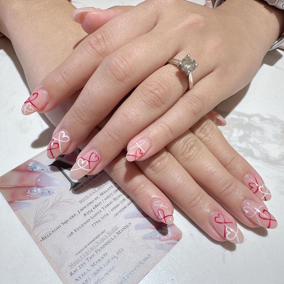 Romantic nail design with hearts
