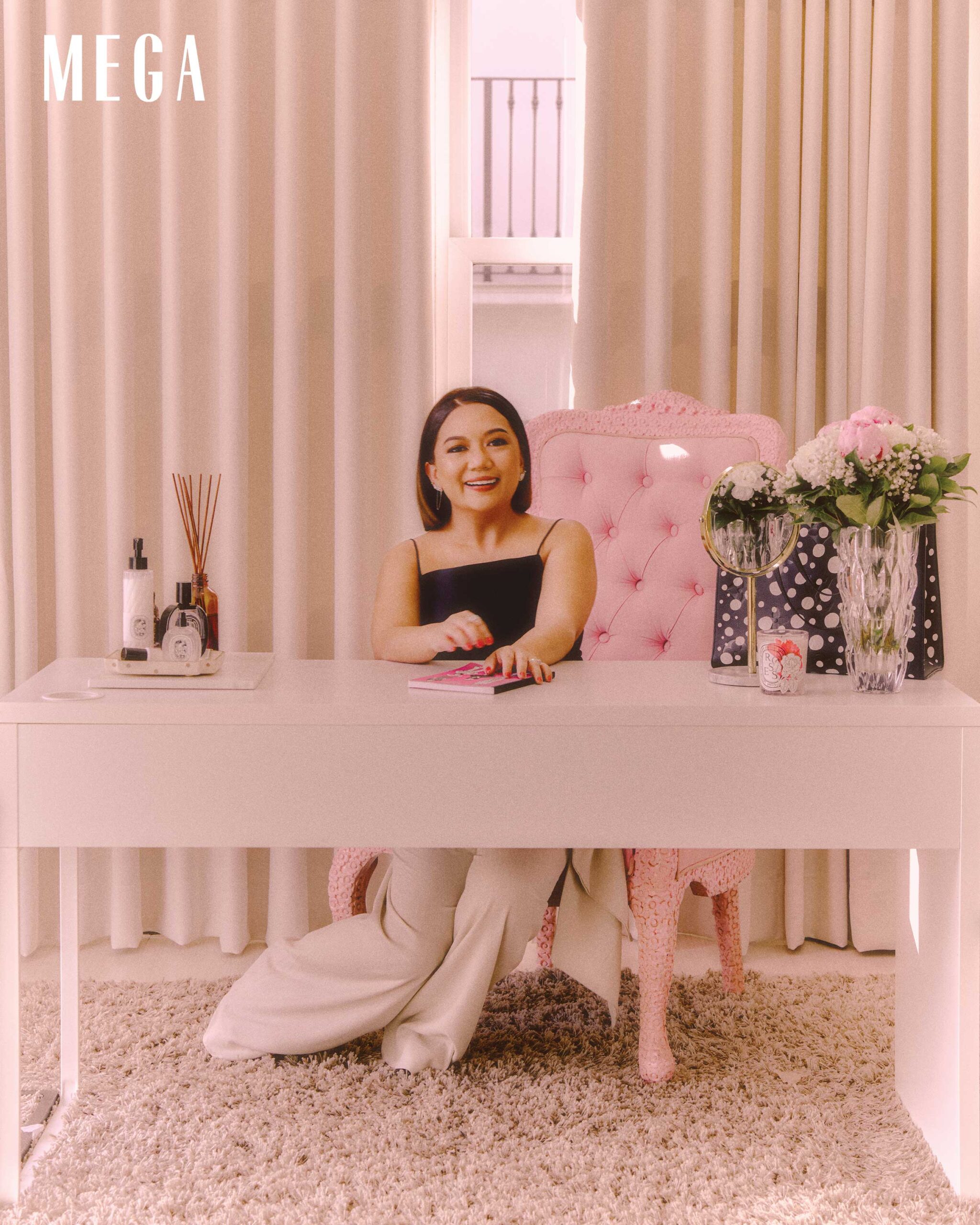 Nicole Morales spotted in her home office, a space that suggests her love for beauty at the most introspective
