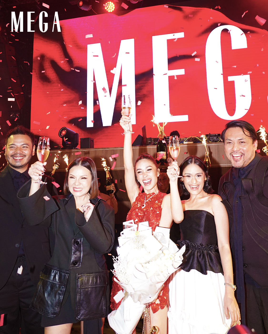 MEGA Creative Chief Patrick Ty, Editor-in-Chief Peewee Reyes-Isidro, Heart Evangelista, Head of Publishing and Marketing Janine Recto, and OMGI Chief Operating Officer Ramon-Carlo Galicia