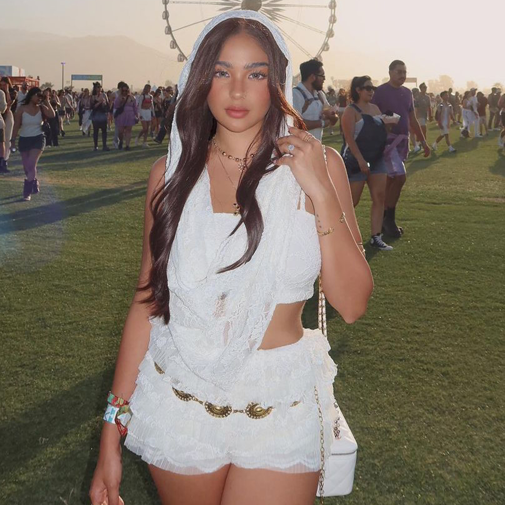 Andrea Brillantes Attends Coachella in Style With a Custom White Hood Outfit 