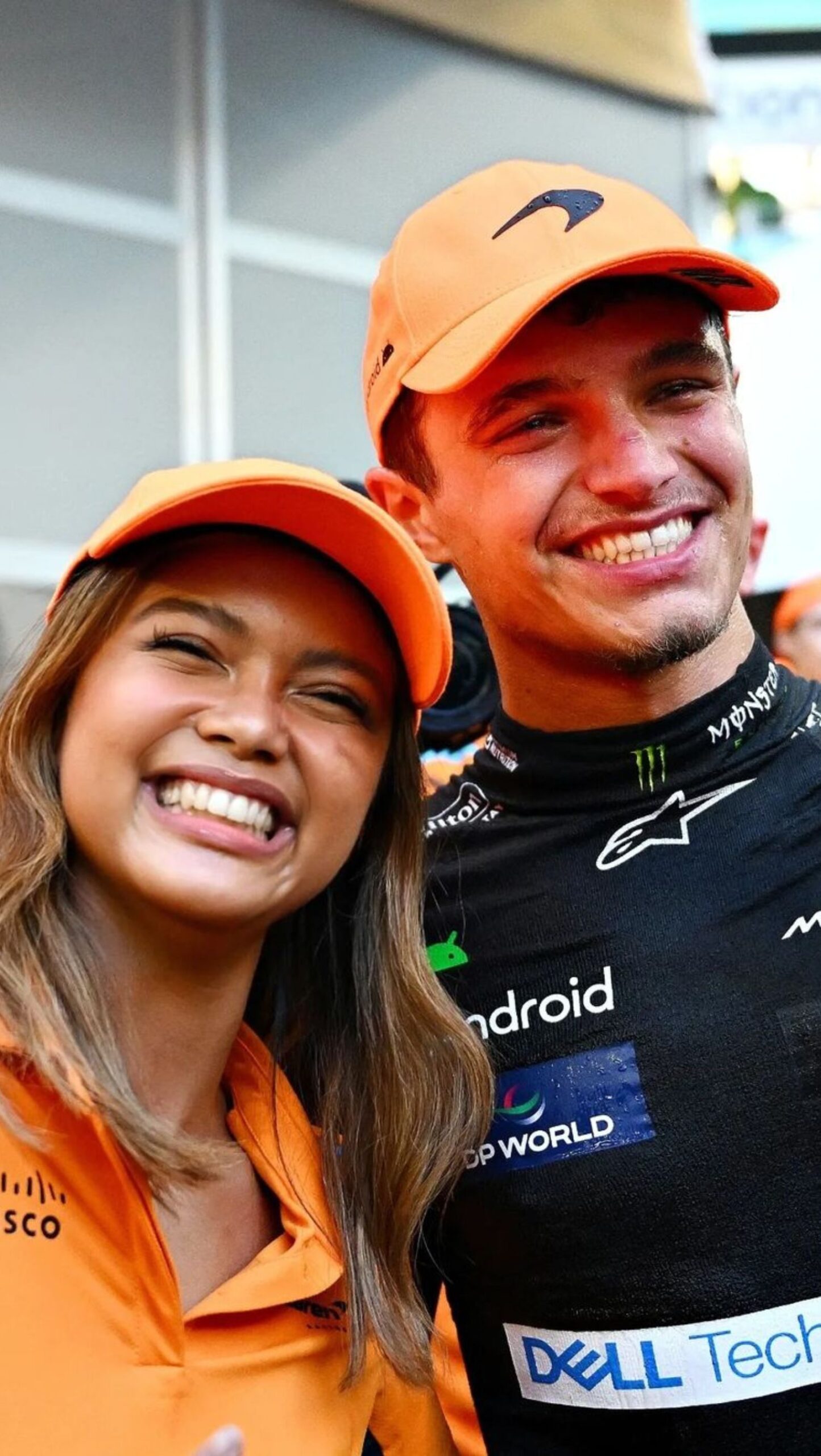 Bianca Bustamante and Lando Norris papaya orange