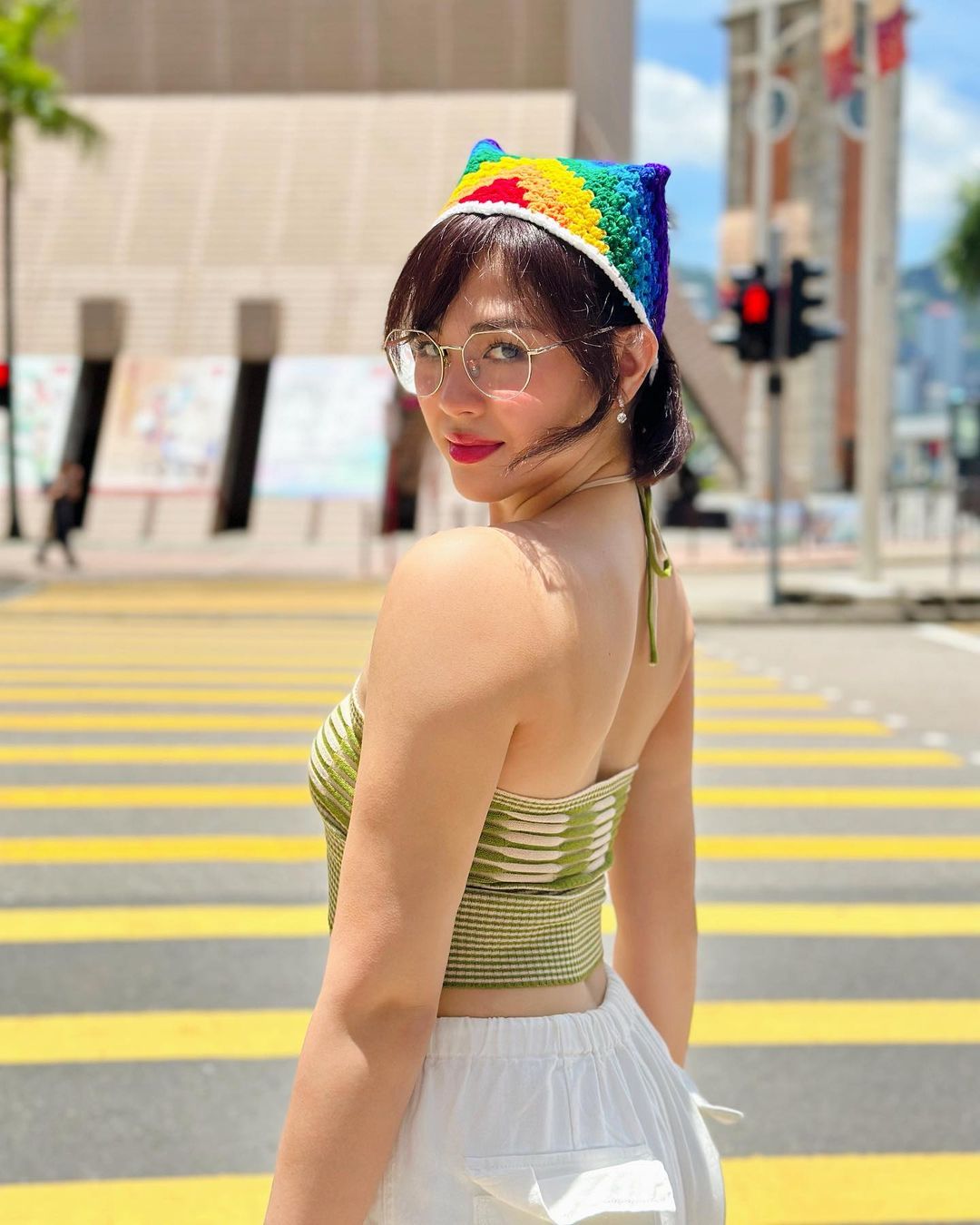 Janella continues to show support for the queer community wearing a rainbow bandana.