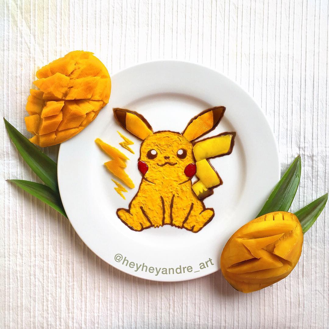 Pikachu Pokemon food art by @heheyandre_art on Instagram