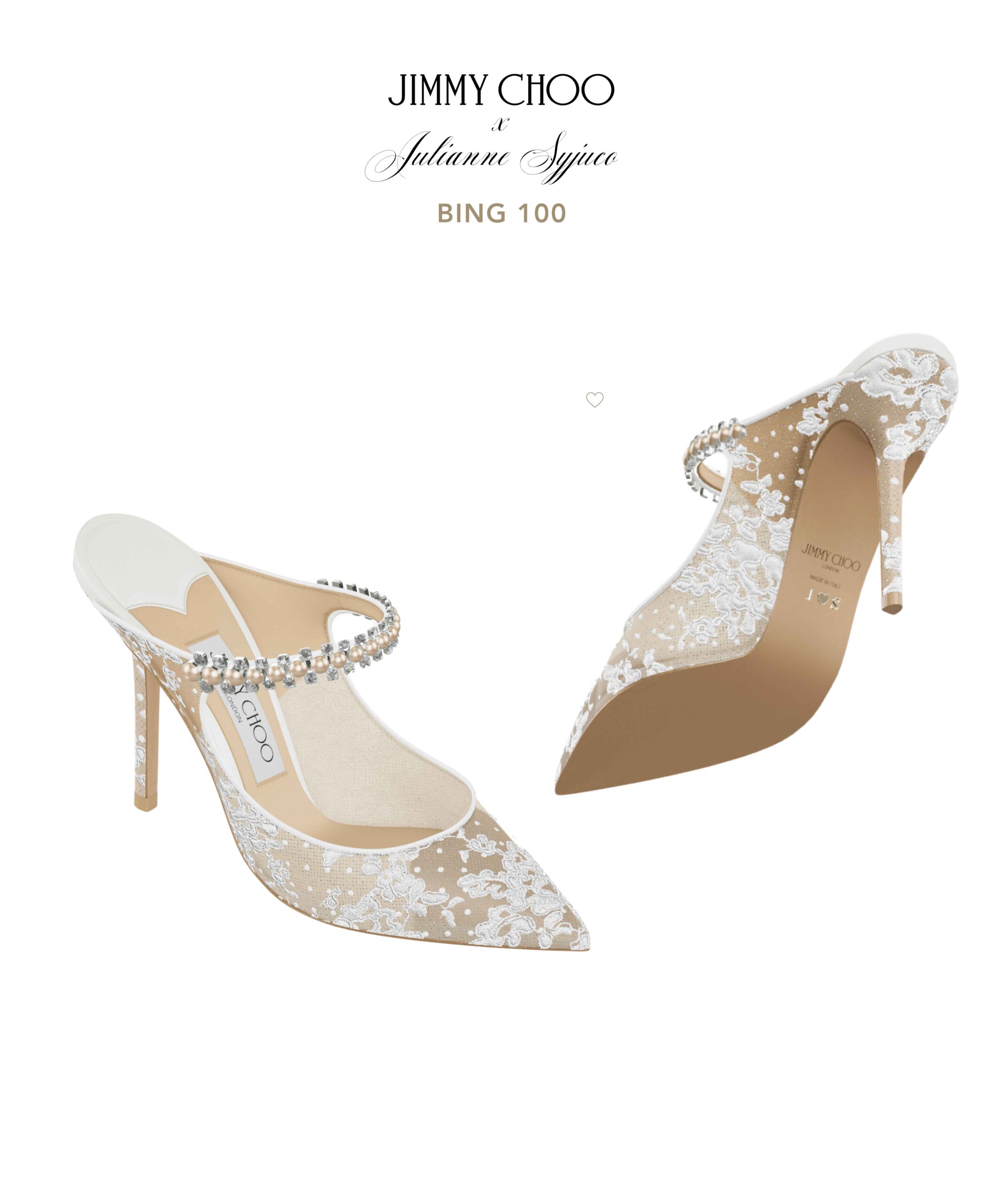 Julianne Syjuco and Jimmy Choo’s collaboration is a fairytale fit for the new bride, including a 3D mockup and personalized designs.