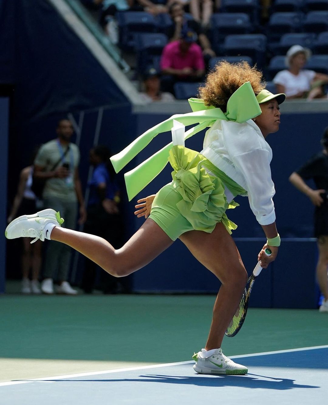 Naomi Osaka goes brat green and coquette style for the U.S. Open