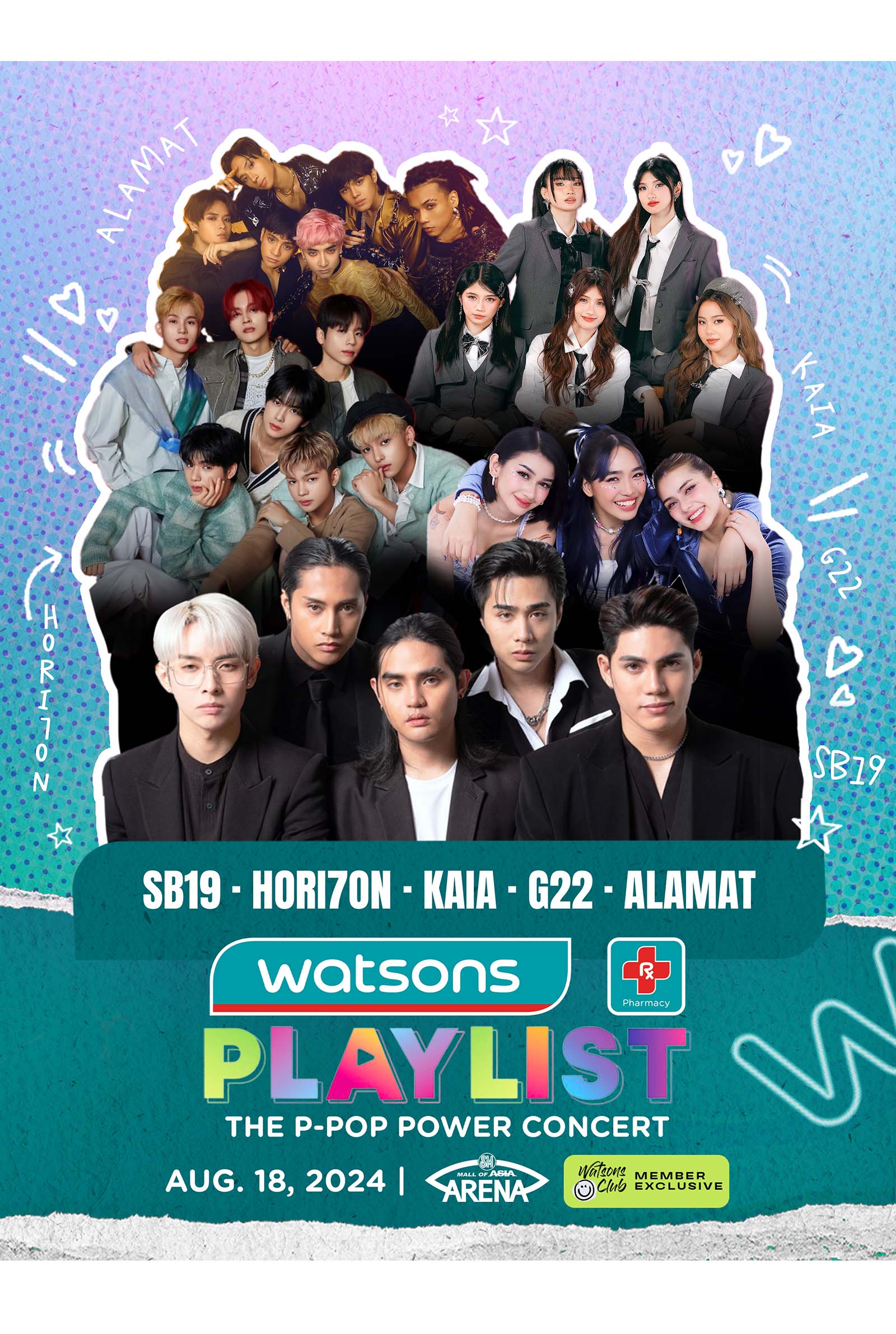 Watsons Playlist P-Pop groups SB19 Horizon Kaia G22 Alamat