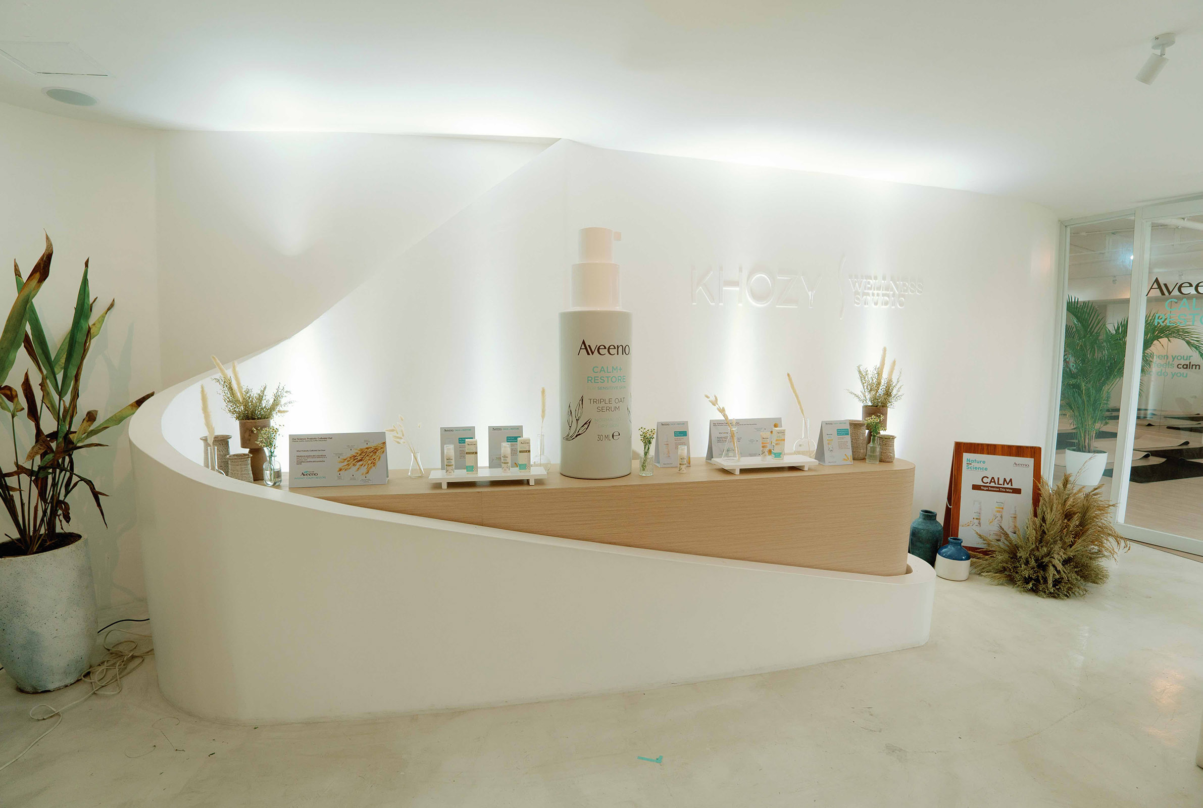 Aveeno transforms Khozy Lounge for the Calm + Restore line with Sofia Andres