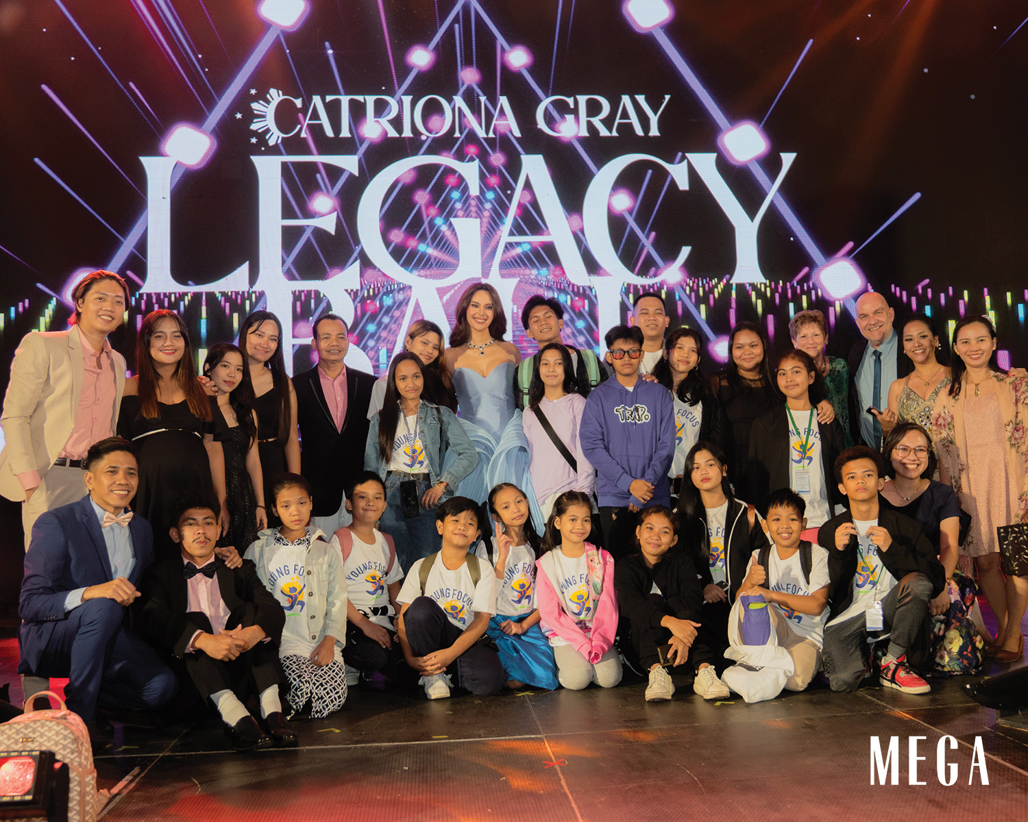 Students of Young Focus' programs with eight-year volunteer and host Catriona Gray Legacy Ball philanthropy advocacy advocate