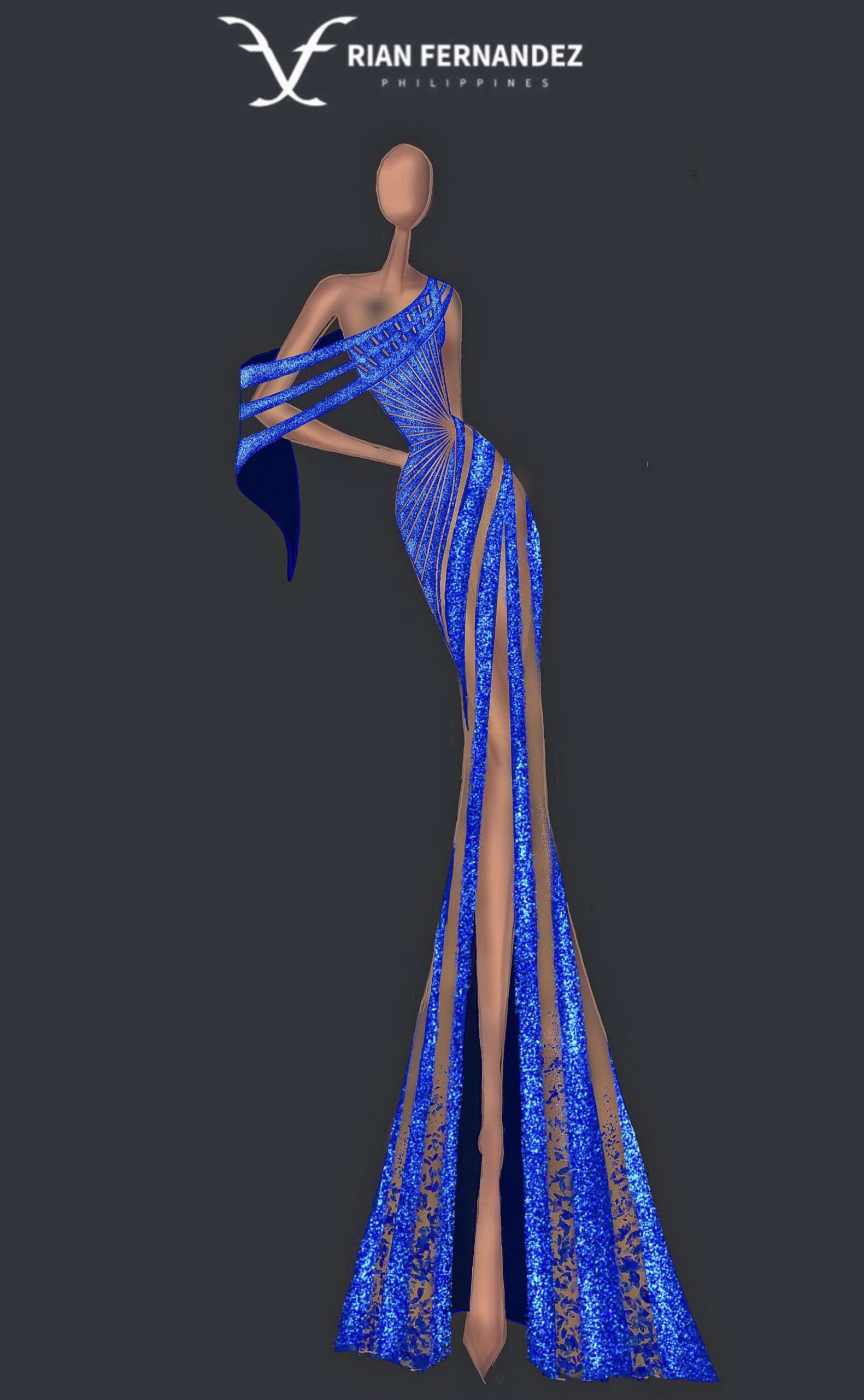 rian fernandez mega sketch design chelsea manalo miss universe philippines 2024 evening gown