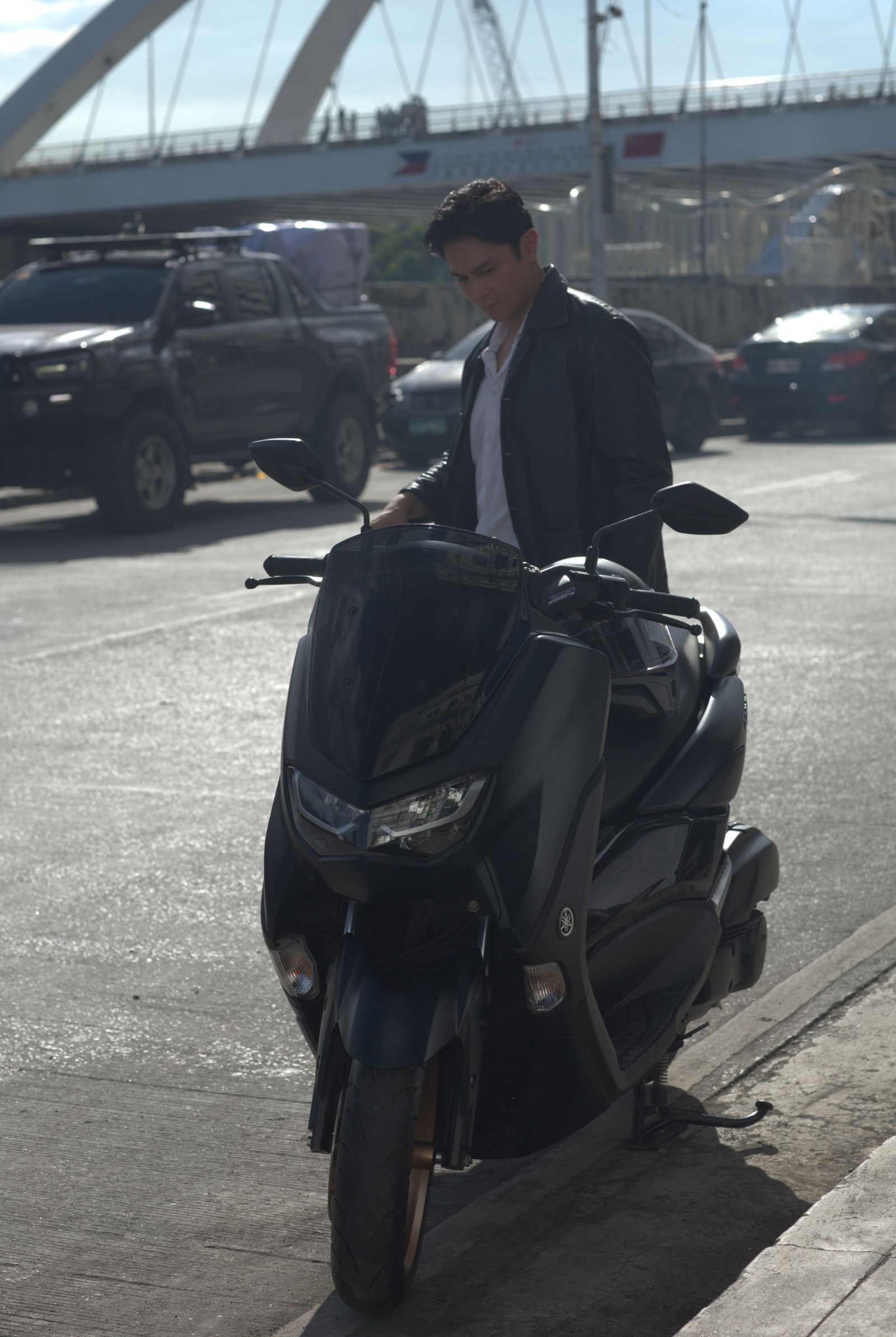 Joseph Marco and the XMAX Bike on the streets of Escolta, Manila